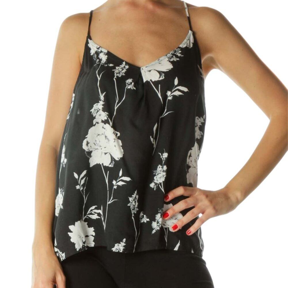 Lucky Brand Black Floral Print Cami Size XS